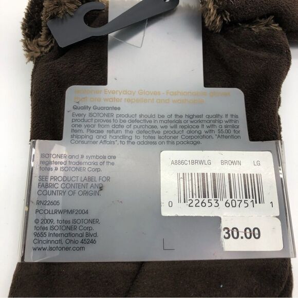 Isotoner Brushed Microfiber Gloves Brown Womens Large NWT - Picture 4 of 8